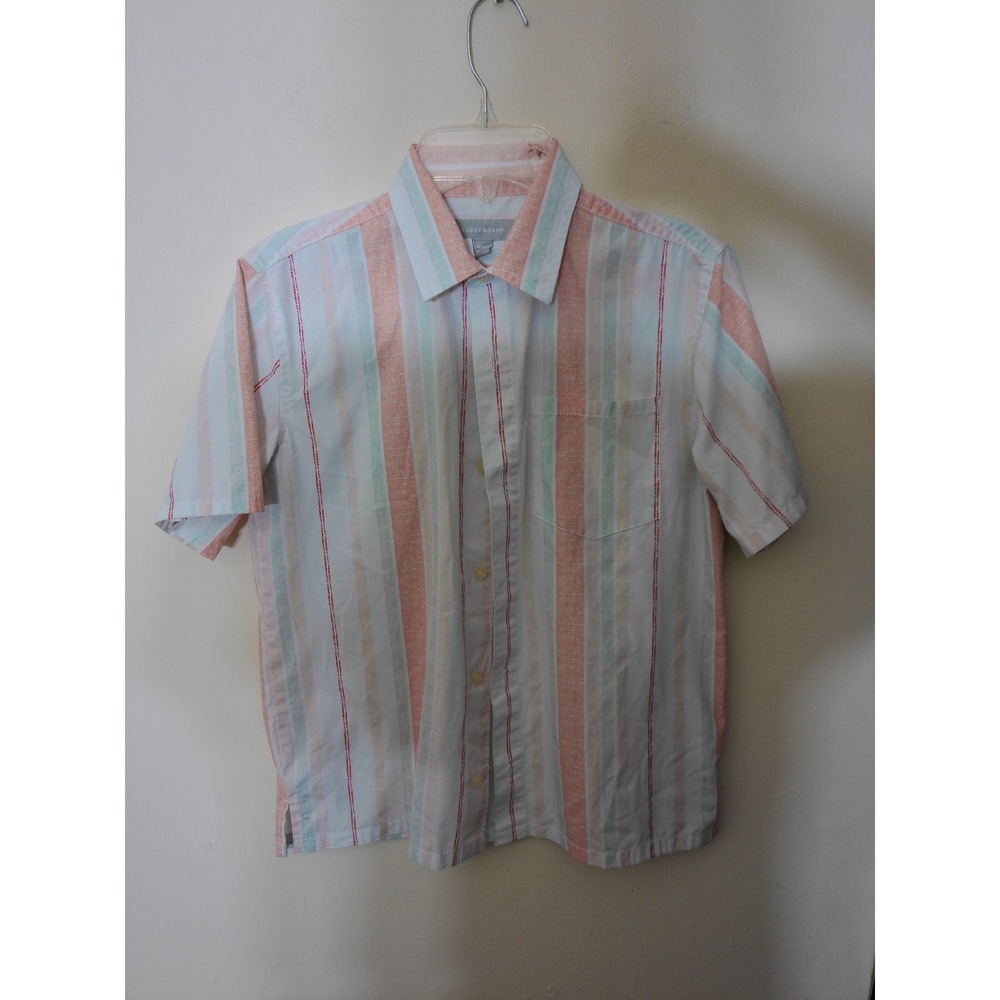 Lucky Brand Button Down Shirt Youth M 10/12 Multi-Color Stripe Coastal Casual